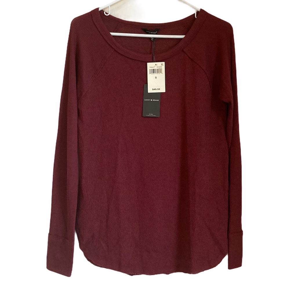 Lucky Brand NWT Maroon Long Sleeve Small